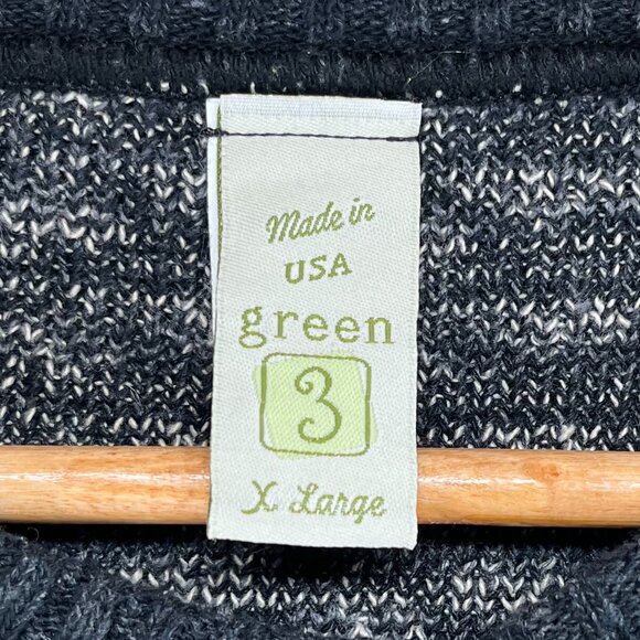 Cat Print Knit Cardigan Sweater Size XL Green 3 Made in USA Recycled Cotton - Picture 5 of 6